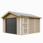 PREMIUM KOKYBĖS garažas 13 m&sup2; - 378 xl 412 garage - garažas automobiliams, motociklams, dviračiams, sodo ma&scaron;inoms - Timbela M990B garažas su dažų rinkiniu TERRA BROWN