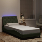 vienvietė lova，suaugusiųjų lova,Lovos rėmas su LED, &scaron;viesiai pilkas, 80x200cm, aksomas CFE7687550
