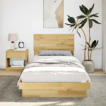 vienvietė lova，suaugusiųjų lova,lovos rėmas su galvūgaliu be čiužinio 75x190 cm ąžuolo masyvo CFE9504912