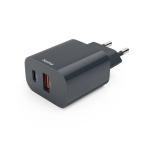 Hama USB-C and USB-A Fast Charger, 20W Power Delivery, Compact Design