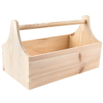 Creative Deco medinė įrankių dėžė | Medinė įrankių dėžė | Matmenys 34 x 18 x 20,5 cm (+/- 0,5 cm) | Natūrali dėžė su rankena | Įrankių mai&scaron;elis | Dovanų komplektas