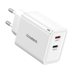 Choetech PD6013, GaN, 2x USB-C, PD65W tinklo įkroviklis (baltas)