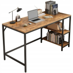 Kompiuterio stalas vintažinis kaimi&scaron;kas rudas palėpės stalas su 2 lentynomis 120 cm