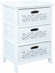 Komoda Home4you MIHKLI, 3 stalčiai, balta, masyvi mediena, skandinavi&scaron;kas stilius