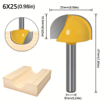 Apvalus dugno peilis 6 rankenos medžio apdirbimui., 1vnt 6x25mm