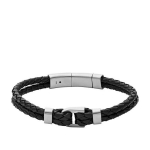 Vyrų apyrankė FOSSIL i&scaron; plieno ir juodos odos - 240361