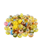 Daugiaspalviai apvalūs karoliukai papuo&scaron;alams kurti, Yellow Series (about 60pcs/box)