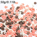 Polimerinio molio karoliukai, 50g Christmas mixed clay - red, white and brown