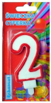 Raudona torto žvakutė "2", 7 cm