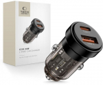 Automobilinis įkroviklis 2 jungčių USB-A/USB-C 30W juodas CC03