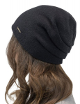 Vivisence Moterų kepurė Beanie, žiema, i&scaron; &scaron;iltų vilnos verpalų, klasikinis rudens, žiemos kepurė, jaukus, puikiai tinka, trys klostės ant nugaros, vidinis pamu&scaron;alas, papildomas komfortas, juoda, vienas dydis, Vienas dydis