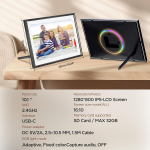 Hdeye Skaitmeninis nuotraukų rėmelis 10.1 colio Wifi, Hd 1280 x 800 Ips jutiklinis ekranas, elektroninis nuotraukų rėmelis su 32 Gb atmintimi, automatinis pasukimas, lengvas nuotraukų ir vaizdo įra&scaron;ų perkėlimas per Aimor programėlę, Rgb ap&scaron;vietimo re ...