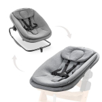Hauck 3-in-1 kūdikio supamasis krėslas, skirtas Alpha+, Beta+ ir Arketa medinėms maitinimo kėdutėms, ergonomi&scaron;kas gultukas kūdikiams nuo gimimo iki 15 kg, su 5 ta&scaron;kų saugos diržais, sėdynės mažintuvu, medvilniniu užvalkalu (tamsiai pilkas melanžas)