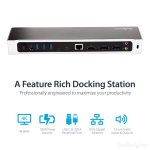 StarTech.com 4K USB-C Dokas, 3x UHD Monitoriai, 100W Įkrovimas