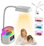 Led stalinė lempa mokyklinė ant stalo naktinė jutiklinė su usb įkrovikliu ir laikrodžiu