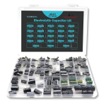 Kubowai 23 verčių 300 vienetų elektrolitinių kondensatorių rinkinys, aliuminio kondensatorių suolas, įskaitant modelio numerius nuo 10uf iki 2200uf, 10v, 16v, 25v, 35v, 50v