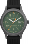 Timex vyri&scaron;kas Expedition Scout 40mm laikrodis - juodas silikoninis dirželis, žalias ciferblatas, &scaron;autinio metalo korpusas