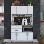 Spintelė Hanah Home JE179-3402 balta daugiafunkcė saugykla, 120 cm pločio, su stalčiais