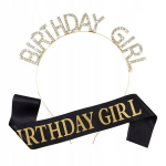 Auksinė gimtadienio tiara ir &scaron;arfa "birthday Girl"