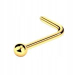 Auksinis Piercing auskaras į nosį Pigmej L formos titaninis 1,0/6/2