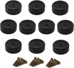 Baldų kojelės, juodos, 10 vnt. baldų kojelių pakuotė, apvalios, skersmuo 33 x auk&scaron;tis 13 mm, spintelių kojelės, plastikinės kojelės baldams, sofos kojelės su 12 varžtų spintelėms, sofai, kėdei
