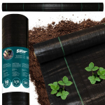 Storas agroplėvelės audinys Sillar juodas UV sodo kilimėlis 90g/m2 3x10m Agrotekstilė