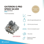 Gateron ks-9 G Pro klavi&scaron;ų jungiklių rinkinys mechaninėms klaviatūroms | Montuojami ant plok&scaron;tės | I&scaron; anksto sutepti jungikliai (gateron Pro Silver - Two Stage Spring, 90 vnt.)