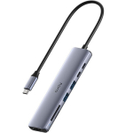 Cudy UH407 PortMate USB-C 7-in-1 Hub 4K 60Hz HDMI USB-C PD USB-A SD TF Aliuminis Pilkas