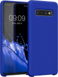 Kwmobile dėklas, suderinamas su Samsung Galaxy S10 - silikoninis telefono dėklas - mink&scaron;tas telefono dėklas - belaidis įkrovimas - baltijos mėlyna