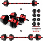 Solidūs hanteliai 15kg 2x7,5kg hantelių rinkinys + &scaron;tangos grifas