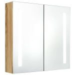 Veidrodinė vonios spintelė su LED, ąžuolo, 62x14x60cm CFE9900618