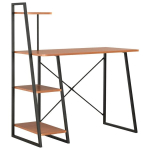 Stalas su lentyna, juodos ir rudos spalvos, 102x50x117cm CFE1214280