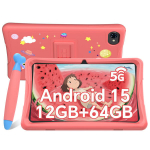 Plan&scaron;etinis kompiuteris TABWEE K10 10.1" FHD, 12 GB RAM, 64 GB ROM, 2 TB SD, 5 MP + 2 MP dirbtinio intelekto kameros, &bdquo;Android 15&ldquo;, 5000 mAh, &bdquo;WiFi 6&ldquo; &ndash; Rožinis