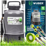 Akumuliatorinis sodo purk&scaron;tuvas Wuber, 5 l talpos, 12 V / 2,6 Ah, 5 bar, teleskopinis vamzdis, žalvariniai priedai
