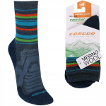 Kvėpuojančios vilnonės trekingo kalnų kojinės 70% Merino COMODO, Denim