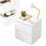 Naktinis staliukas miegamajam, svetainei, kambariui, spintelė su stalčiais, balta, loft stiliaus