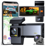 Vaizdo registratorius save a5s 4k, 170&deg;, 3 kameros, wi-fi, gps, 3,2" ekranas, be atminties kortelės