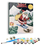 Tapyba pagal skaičius &ndash; paveikslas, dažai, teptukai, rinkinys &bdquo;Santa&ldquo;, 40&times;50 cm