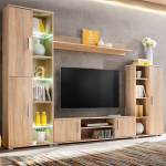 Sieninė TV sekcija su LED &scaron;viesomis, Sonoma ąžuolo mediena