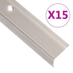 vidaXL Profiliai laiptams, 15vnt., &scaron;ampano, 90 cm, aliuminis, L formos