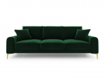 Keturvietė sofa Mazzini Sofas Madara, tamsiai žalia/auksinės spalvos