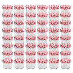 Stiklainiai su raudonais ir baltais dangteliais, 48 vnt, 110 ml