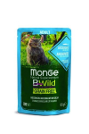 Monge Bwild Cat Pouches Grain Free suaugusioms katėms su ančiuviais ir daržovėmis, 85 g