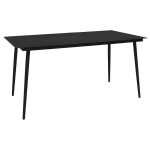 vidaXL Sodo valgomojo stalas, juodas, 150x80x74cm, plienas ir stiklas