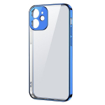 Skaidrus dėklas su metaliniu rėmeliu iPhone 12 Pro, tamsiai mėlynas