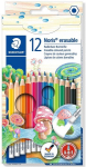 Spalvoti, i&scaron;trinami pie&scaron;tukai Staedtler Noris erasable, 12 spalvų