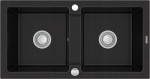 Granitinė virtuvinė plautuvė Mexen Mario su sifonu, Metallic black/silver