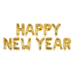 Foliniai balionai Happy New Year, 35cm, auksiniai