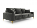 Trivietė sofa Mazzini Sofas Madara, veliūras, tamsiai pilka/auksinės spalvos