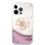 Guess TPU Big 4G Liquid Glitter Pink Case, skirtas iPhone 13 Pro Max, skaidrus